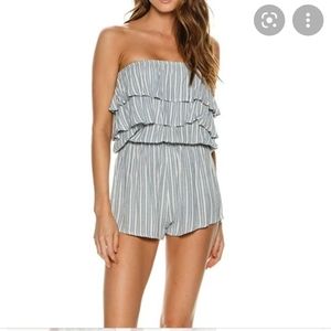 Billabong Blue and White Striped Romper